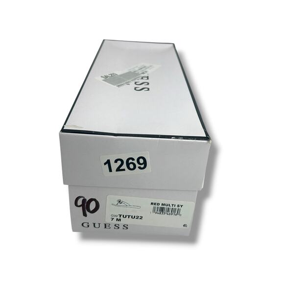 GUESS Tutu Eva Fashion Bow Detail Rhinestone Flip Flops Size 7 Red Fancy Sandals - Picture 11 of 11